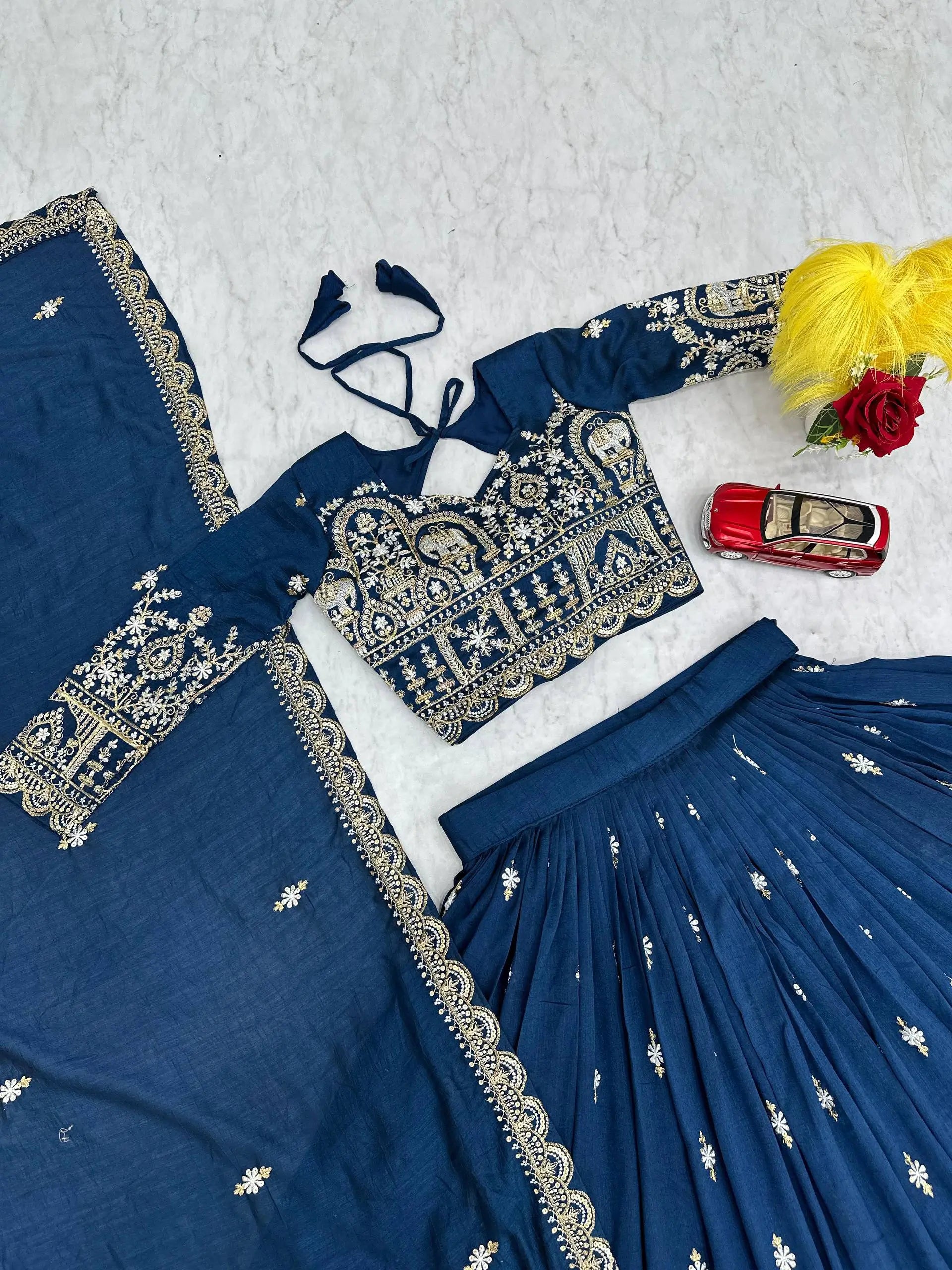 Vichitra Silk Embroidered Lehenga Choli for Wedding & Festive Wear