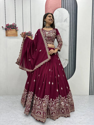 Vichitra Silk Embroidered Lehenga Choli for Wedding & Festive Wear