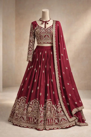 Vichitra Silk Embroidered Lehenga Choli for Wedding & Festive Wear