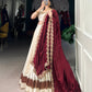 Vichitra Silk Embroidered Lehenga Set with Dupatta