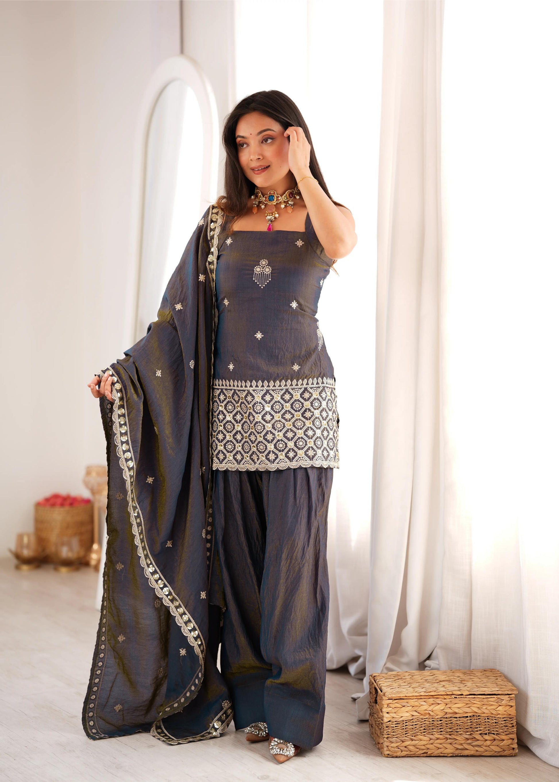 Vichitra Silk Farshi Suit