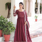 Vichitra Silk Sequined Embroidered Gown Set