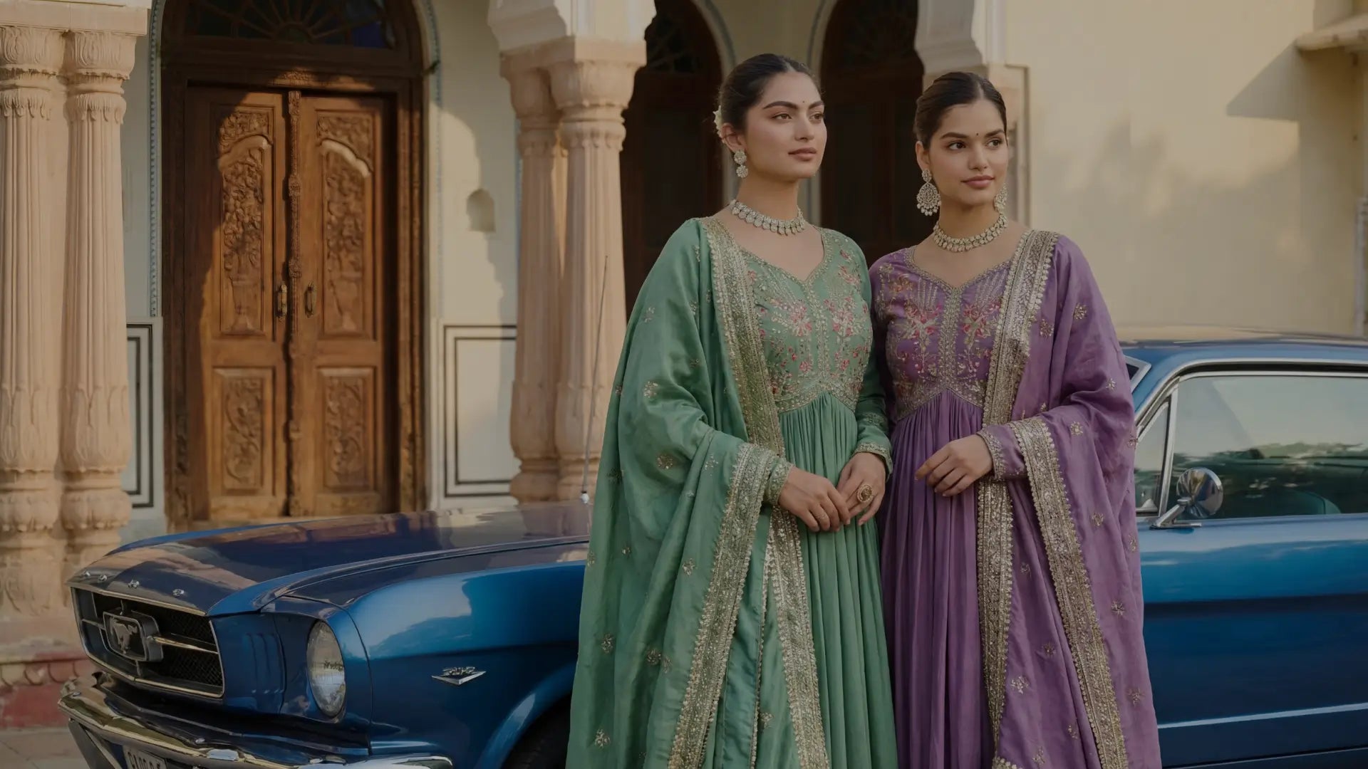 Vichitra_Silk_Embroidered_Frill_Gown_Set