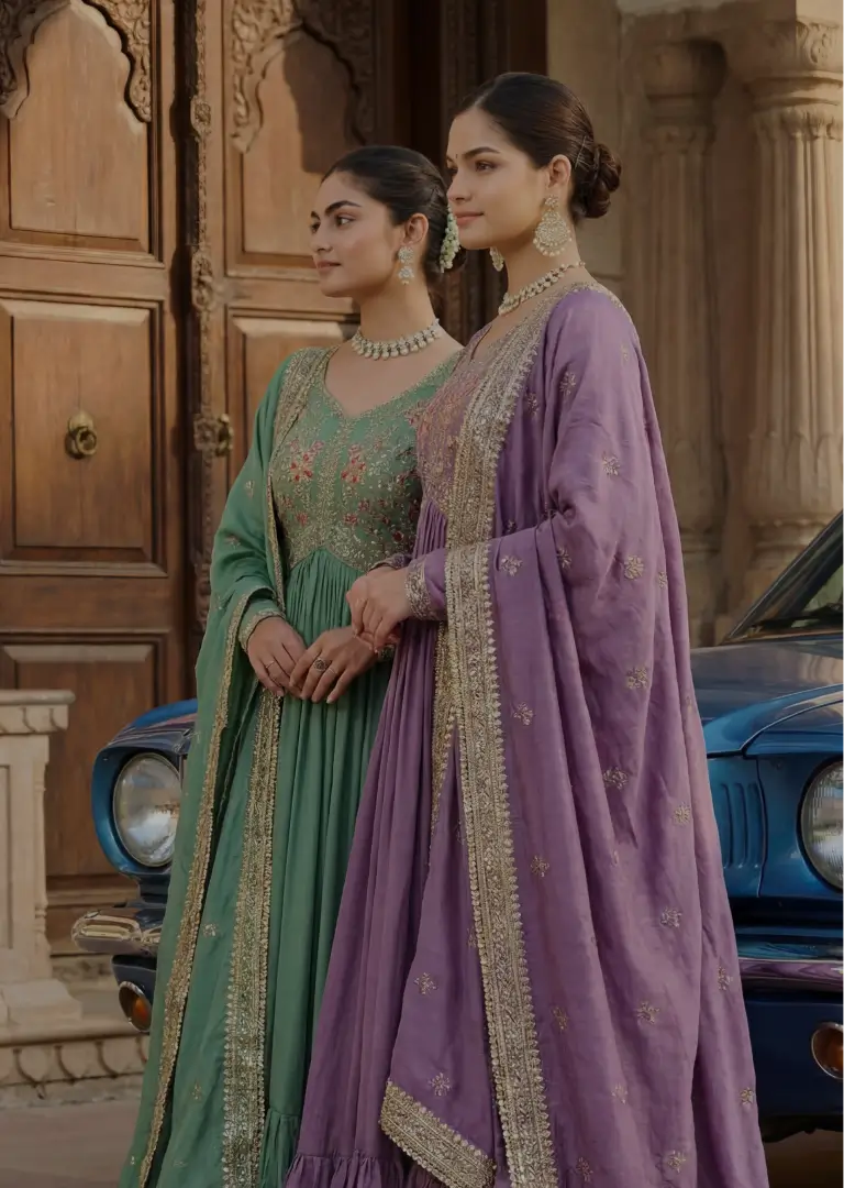 Vichitra_Silk_Embroidered_Frill_Gown_Set_Mobile