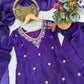 Violet Fendi Silk Embroidery Kurta Palazzo Set