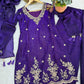 Violet Fendi Silk Embroidery Kurta Palazzo Set