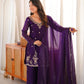 Violet Fendi Silk Embroidery Kurta Palazzo Set