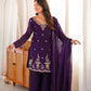 Violet Fendi Silk Embroidery Kurta Palazzo Set