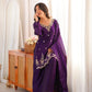 Violet Fendi Silk Embroidery Kurta Palazzo Set