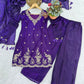 Violet Fendi Silk Embroidery Kurta Palazzo Set