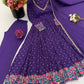 Violet Floral Cuff Anarkali Set