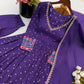 Violet Floral Cuff Anarkali Set