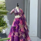 Violet Floral Organza Lehenga Set