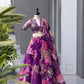 Violet Floral Organza Lehenga Set