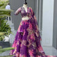 Violet Floral Organza Lehenga Set