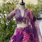 Violet Floral Organza Lehenga Set