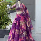 Violet Floral Organza Lehenga Set
