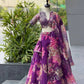 Violet Floral Organza Lehenga Set