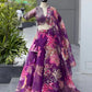 Violet Floral Organza Lehenga Set