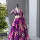 Violet Floral Organza Lehenga Set