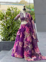 Violet Floral Organza Lehenga Set
