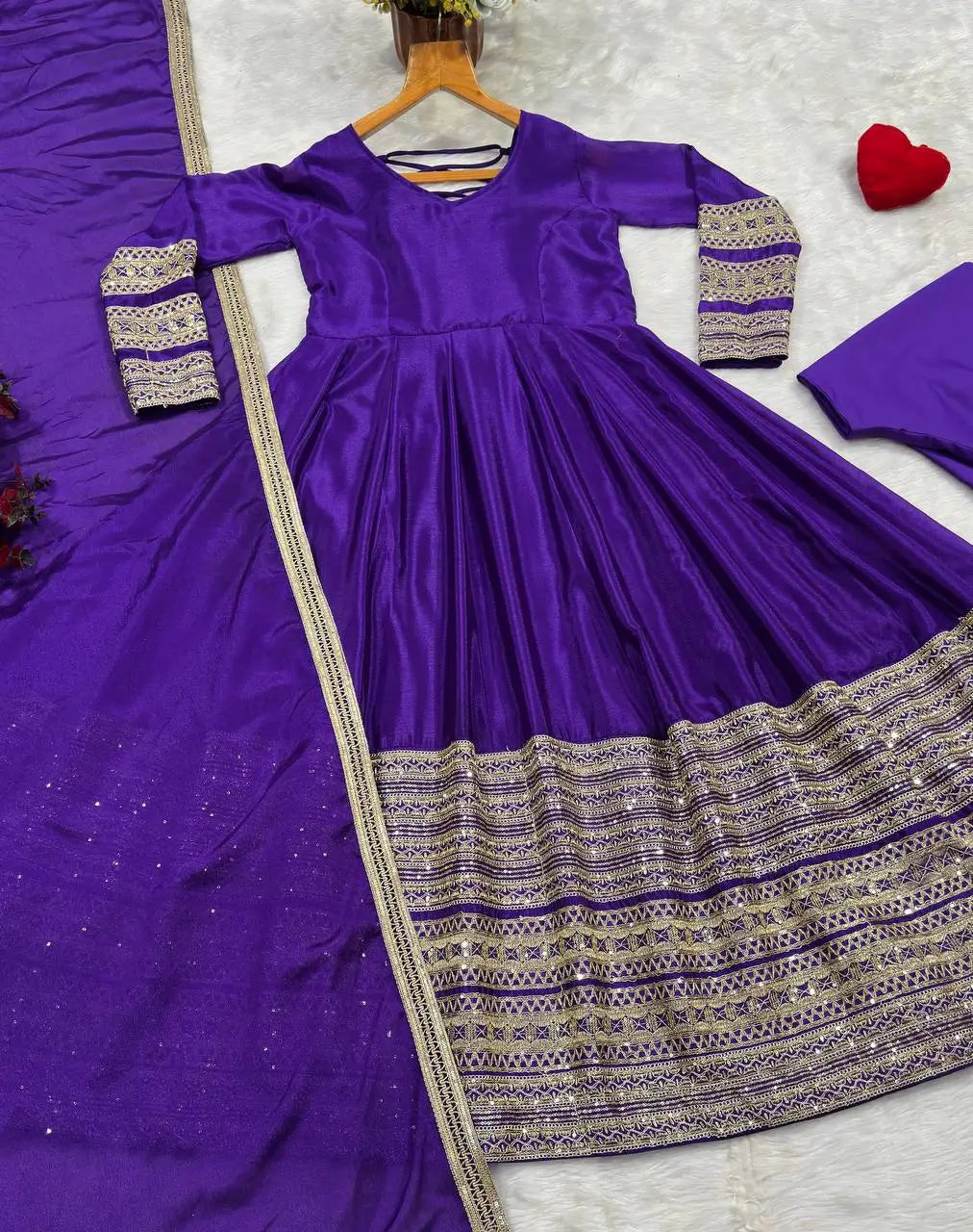 Violet Gota Border Anarkali Gown