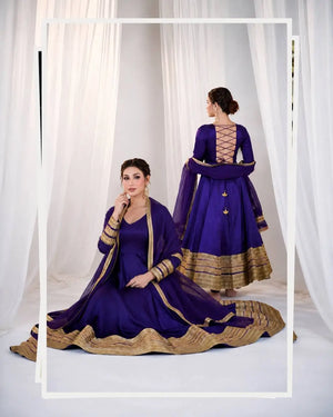 Violet Gota Border Anarkali Gown
