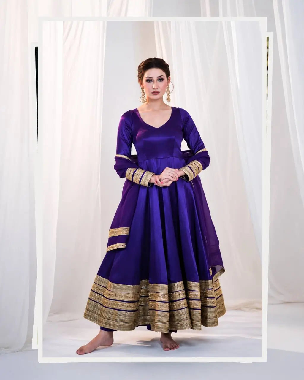 Violet Gota Border Anarkali Gown