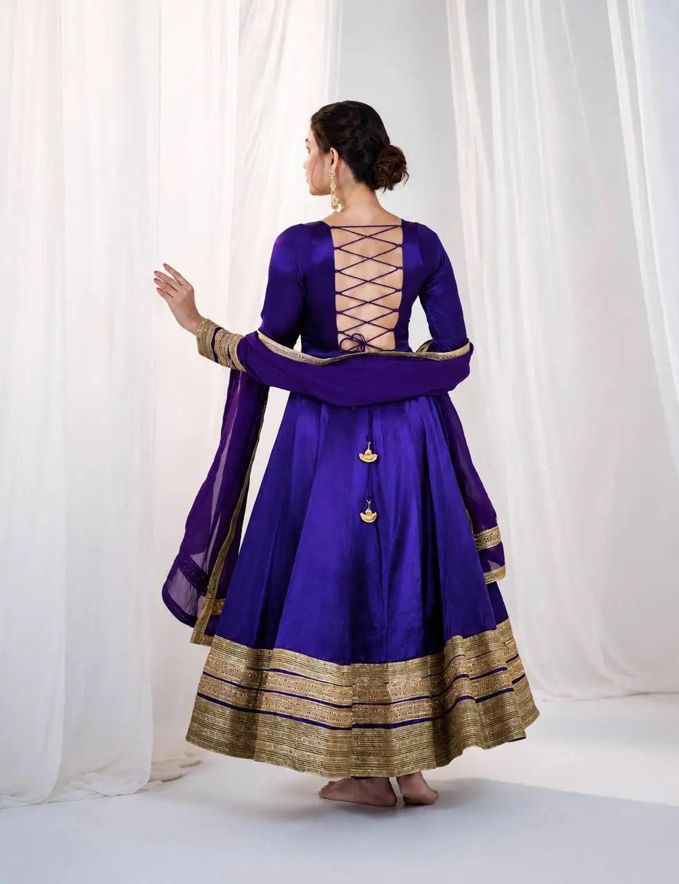 Violet Gota Border Anarkali Gown