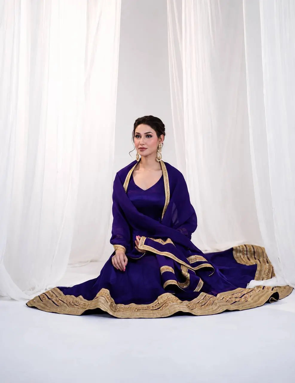 Violet Gota Border Anarkali Gown