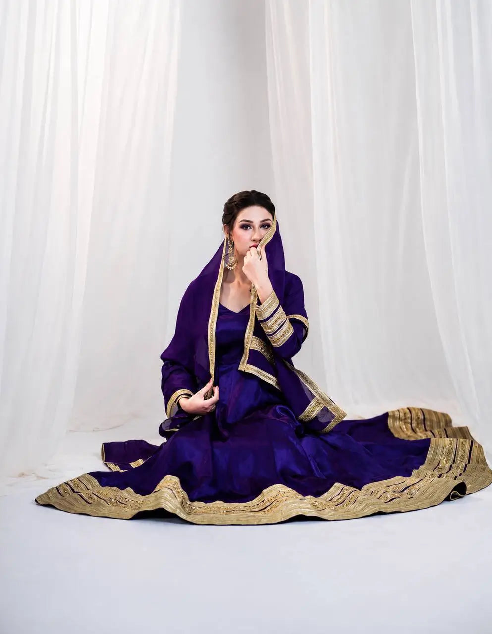 Violet Gota Border Anarkali Gown