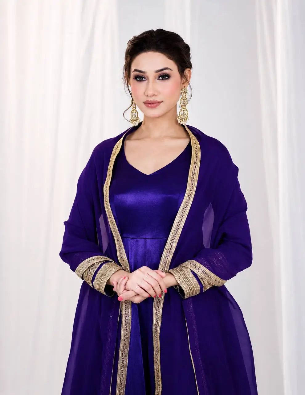 Violet Gota Border Anarkali Gown