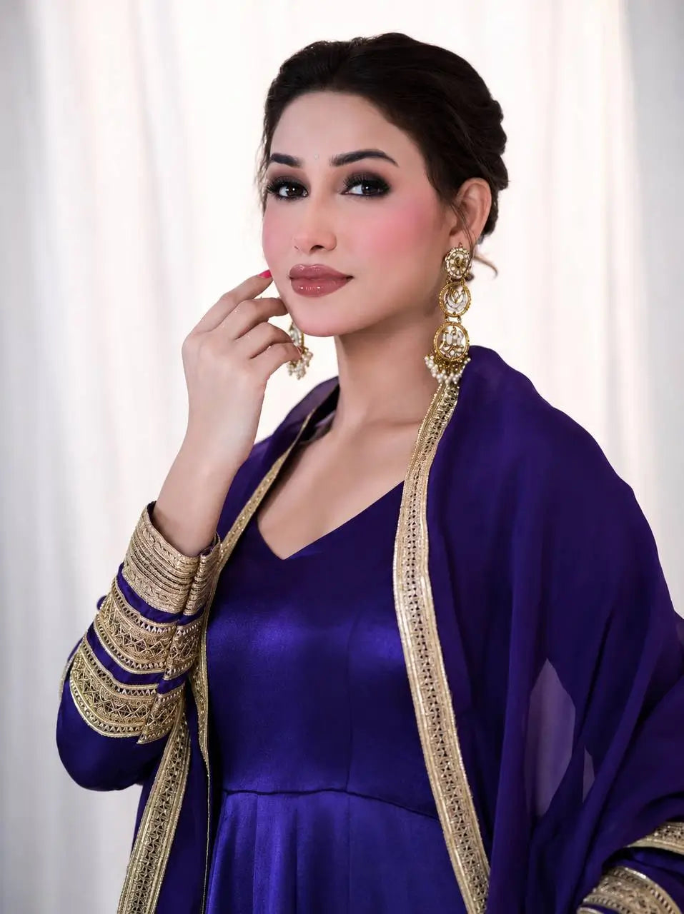 Violet Gota Border Anarkali Gown