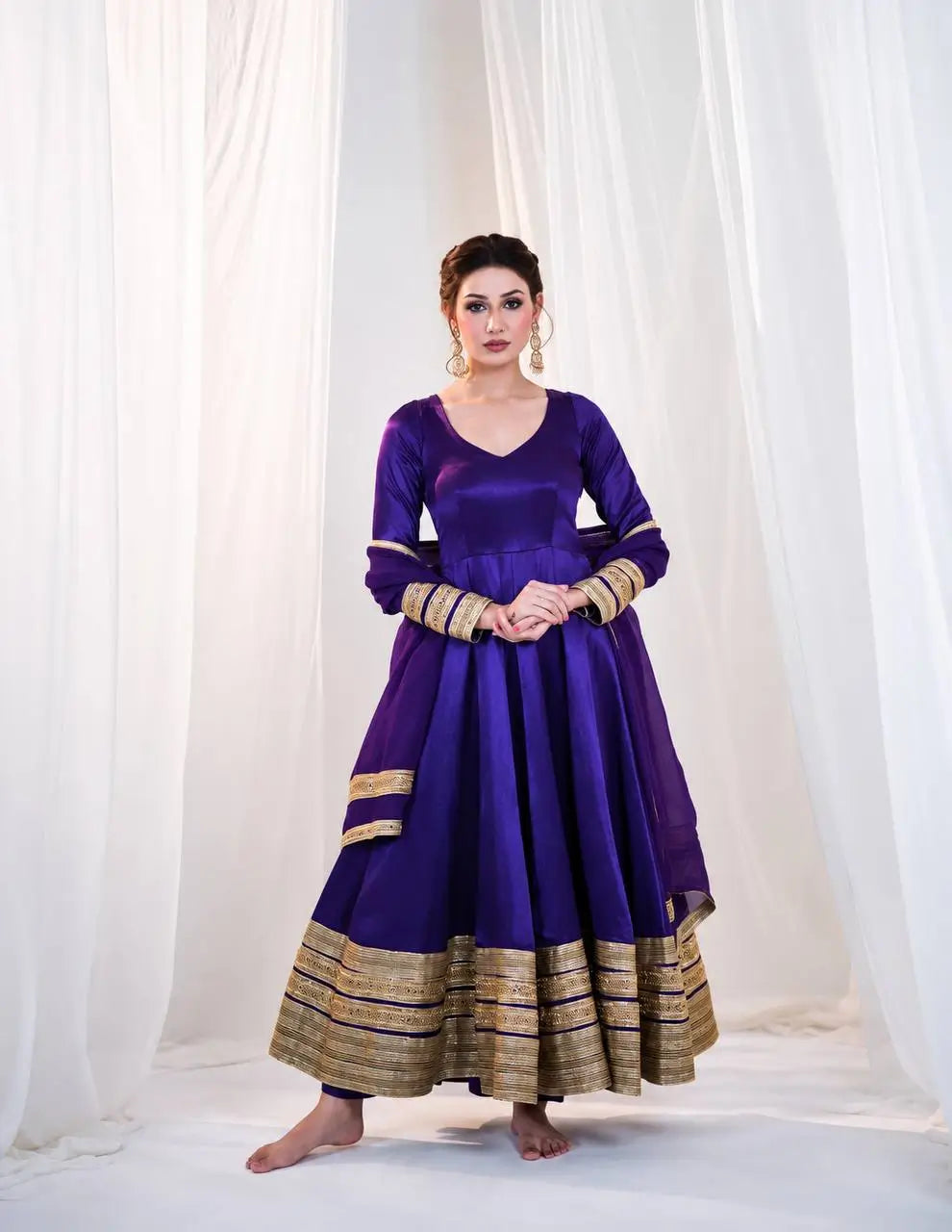 Violet Gota Border Anarkali Gown