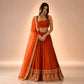 Violet & Orange Georgette Lehenga with Zari Gota Border