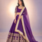 Violet & Orange Georgette Lehenga with Zari Gota Border