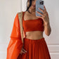 Violet & Orange Georgette Lehenga with Zari Gota Border