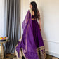 Violet & Orange Georgette Lehenga with Zari Gota Border