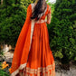 Violet & Orange Georgette Lehenga with Zari Gota Border
