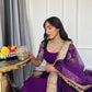 Violet & Orange Georgette Lehenga with Zari Gota Border