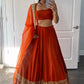 Violet & Orange Georgette Lehenga with Zari Gota Border