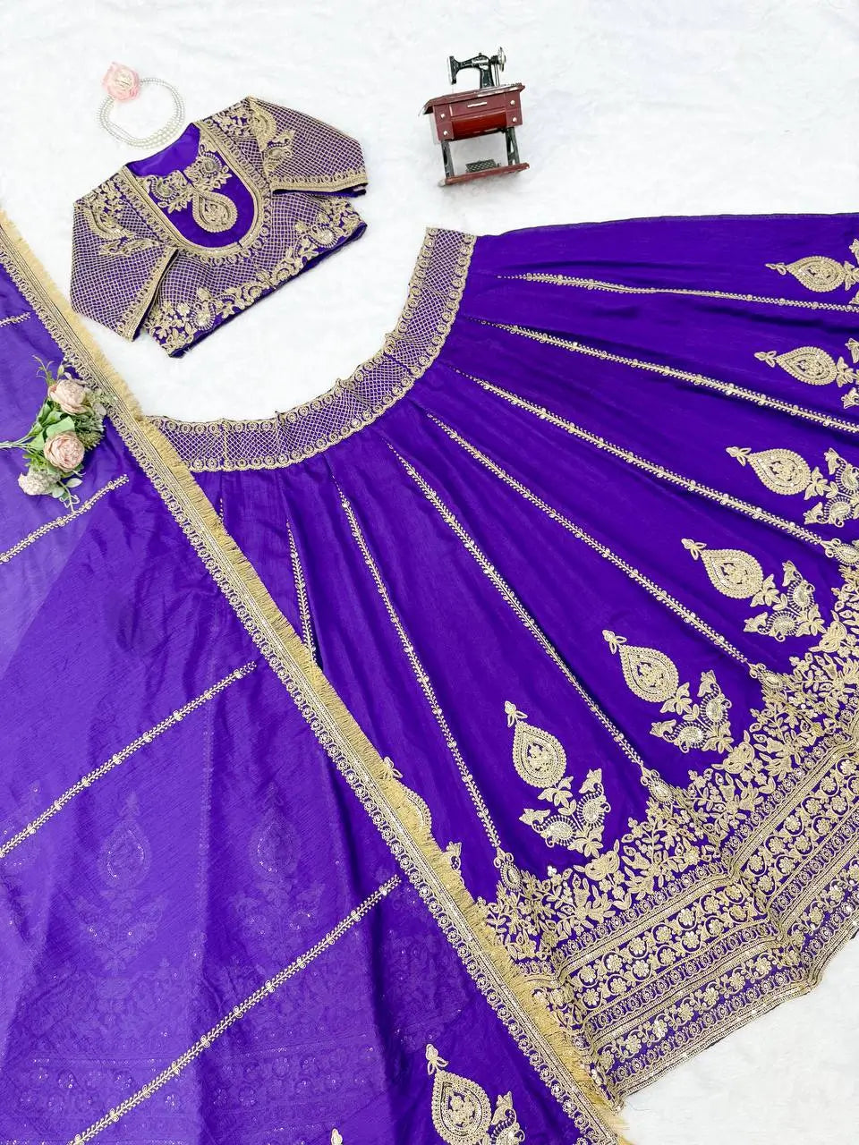 Violet Zari Dori Lehenga