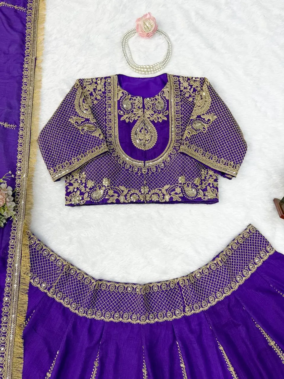 Violet Zari Dori Lehenga