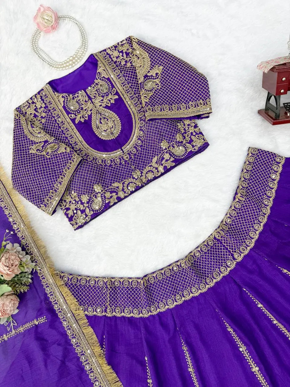 Violet Zari Dori Lehenga