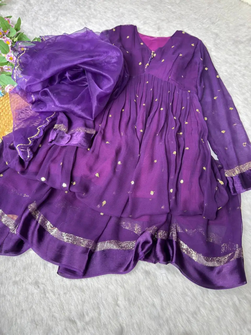 Viscose Georgette Party Wear Gown with Dupatta