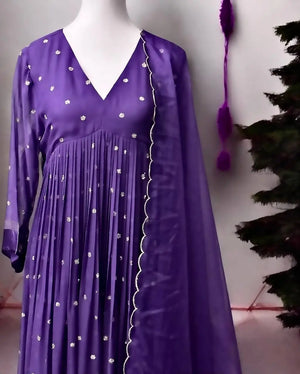 Viscose Georgette Party Wear Gown with Dupatta