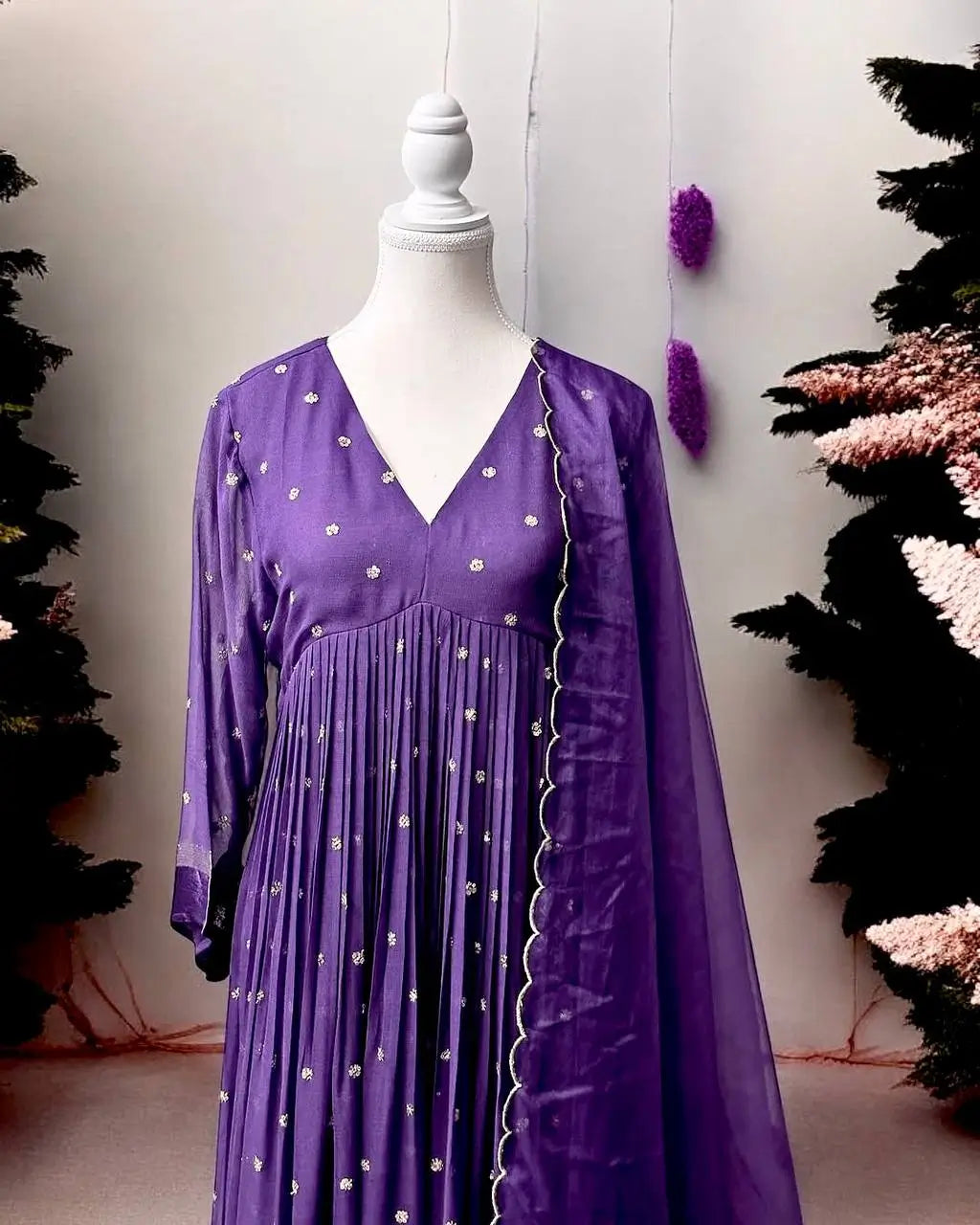 Viscose Georgette Party Wear Gown with Dupatta