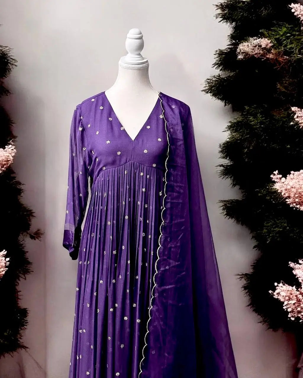 Viscose Georgette Party Wear Gown with Dupatta