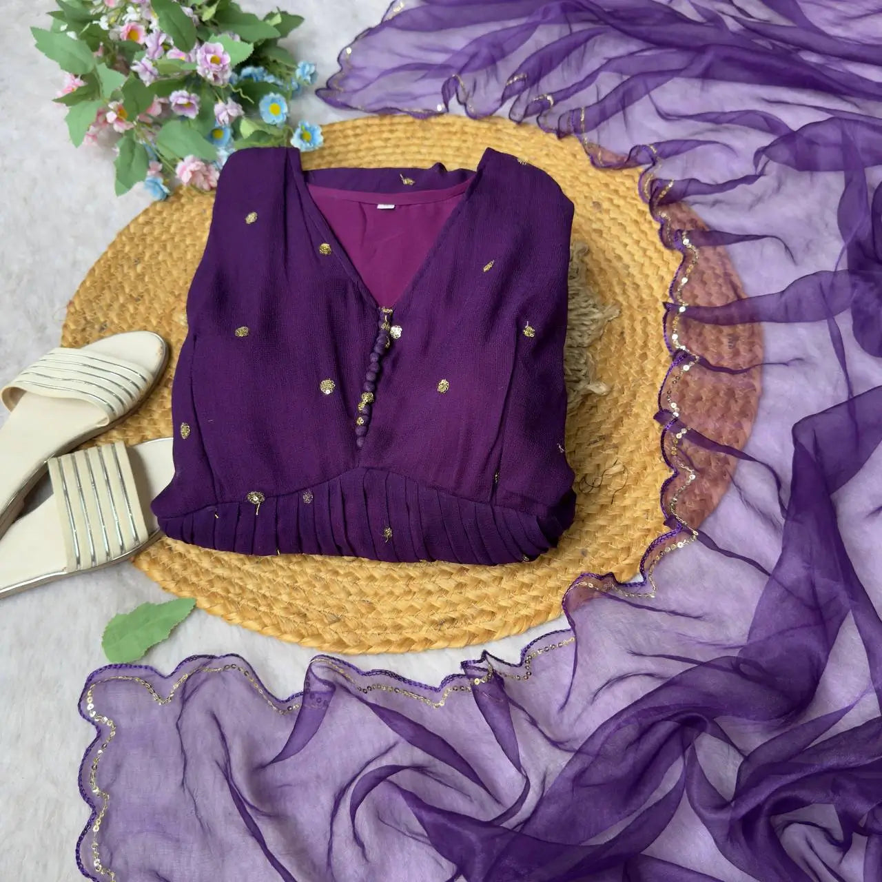 Viscose Georgette Party Wear Gown with Dupatta