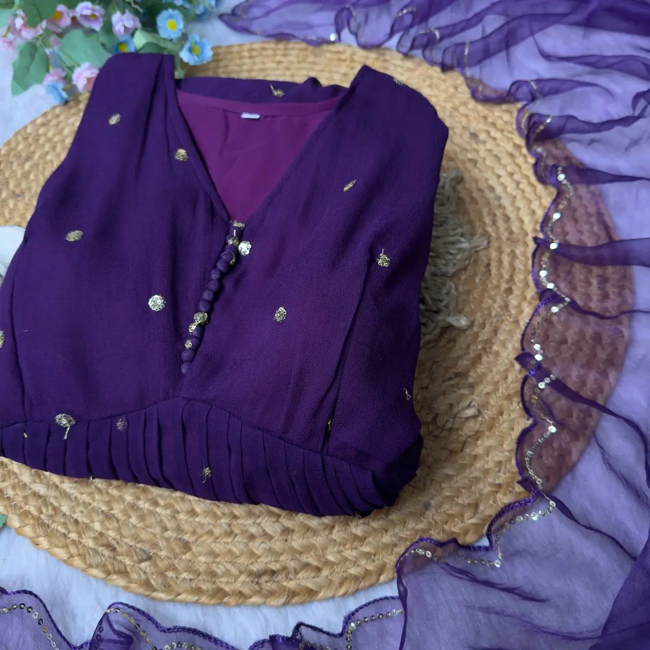 Viscose Georgette Party Wear Gown with Dupatta